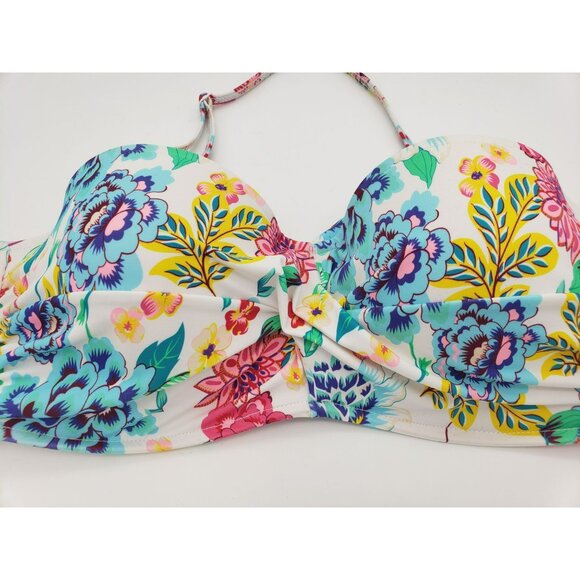 Venus Floral Bikini Top ONLY, Sz D 32DD 34D 36C, Bandeau with detachable strap, - Picture 2 of 7
